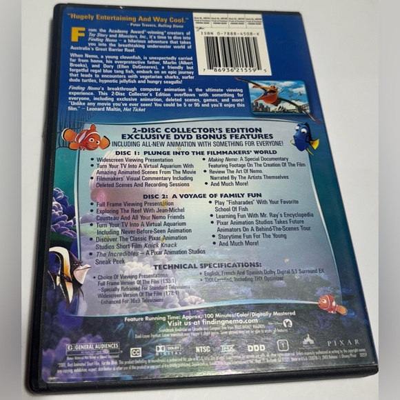 Walt Disney’s Finding Nemo Collector’s Edition DVD. Disc 1 Widescreen ONLY! - Picture 2 of 3